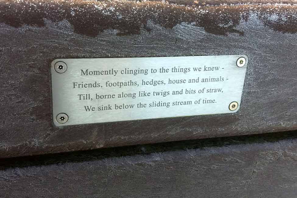 Poignant words written on a bench